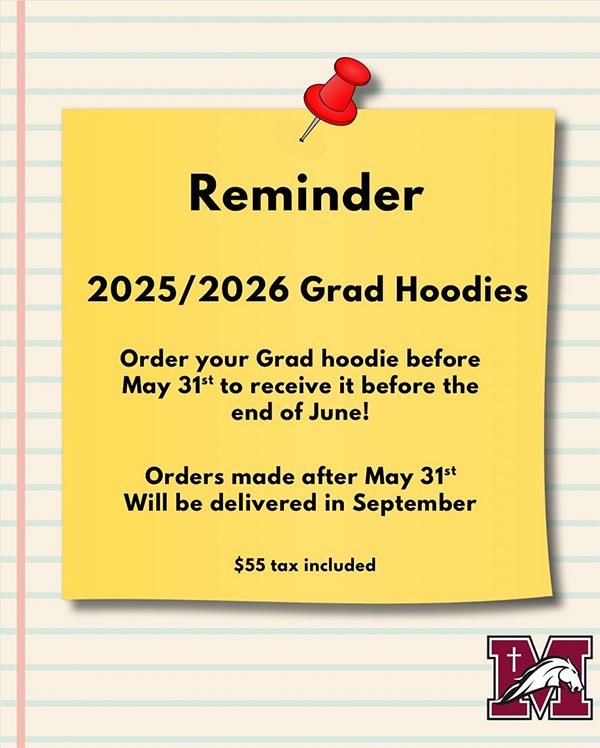 SMCHS grad hoodie reminders